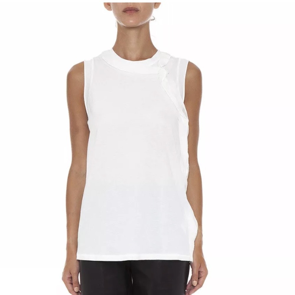 NWT 3.1 Phillip Lim Cascading Silk Ribbon Cotton Tank Top White Sz M